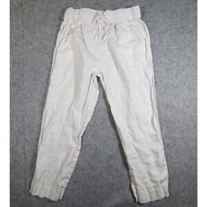 Sigrid Olsen Womens Linen Pull On Pants White Crop Leg Boho Vacation Beach Sz L